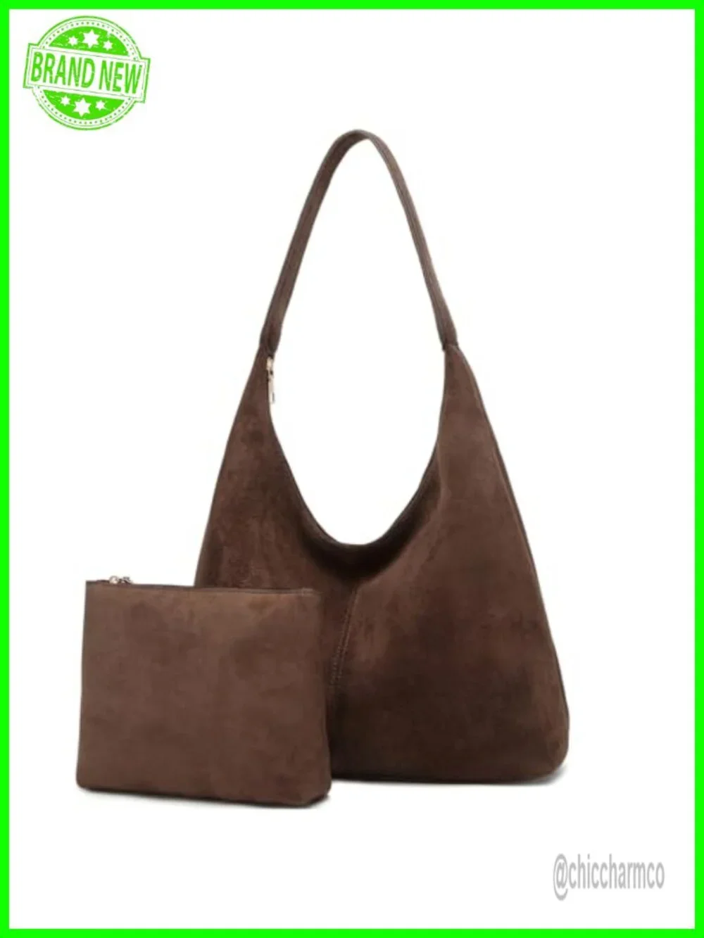 Slouchy Faux Suede Hobo Bag with Removable Pouch